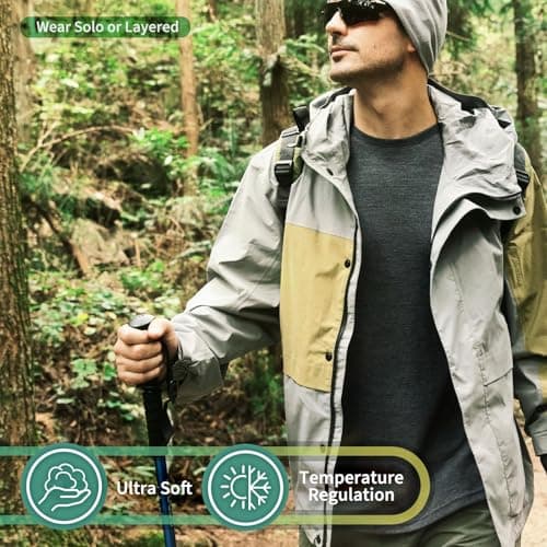 Merino Protect 100% Merino Wool T Shirt Mens Odor Resistance Base Layer Lightweight Hiking Travel T-Shirt Soft Undershirt — view 5