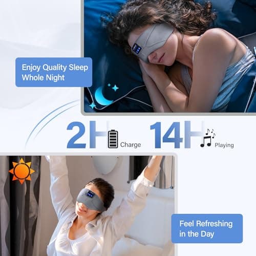 MUSICOZY Breathable Sleep Mask Headphones for Hot Sleepers, 100% Blackout — view 5