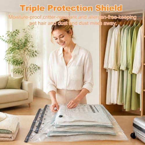 ADTO Vacuum Storage Bags, 10 Pack Extra Large Vacuum Storage Bags with Cordless Electric Pump, Jumbo Vacuum Pack Bags, Space Saver Compression Bags for Clothes Duvets, Bedding, Winter Coats — view 3