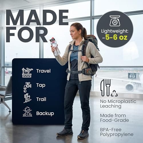 OKO ÖKO - Advanced Water Bottle with Filter Derived from NASA Technology, Filtered Water Bottle for Travel, Outdoors & Home, 1 L, Moss — view 3