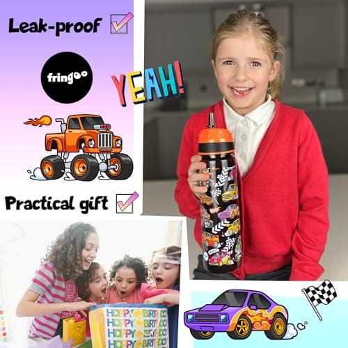 Fringoo 650ml Kids Water Bottle - Leakproof, Straw & Lock Lid - 6 Designs — view 3