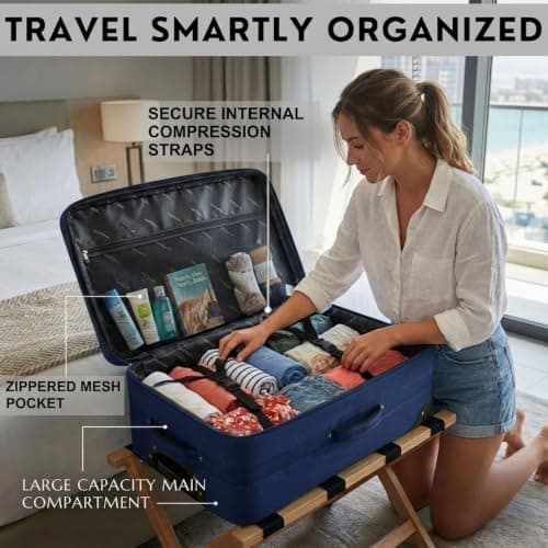 DK Luggage 26" Medium Lightweight Suitcases Expandable Trolley case with 2 Wheels DK16 Navy — view 5