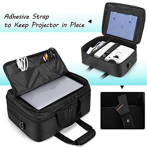 CURMIO Projector Case, Carrying Bag for Most Major Projectors, Black — view 2