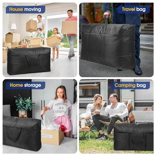 YiMiLiu 180L Extra Large Storage Bag Waterproof Luggage Bag Heavy Duty Moving Bag (black) — view 5