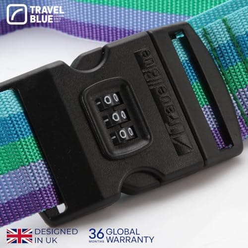 Travel Blue Luggage Straps - 3 Dial Combination Suitcase Straps, Multicolour, 200cm Length, Secure Your Belongings with High-Impact Buckle and Integrated Address Label, Fits All Luggage Sizes — view 2