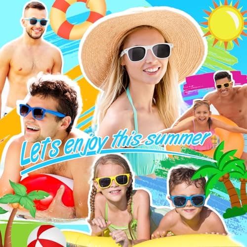 BOUBONI Colorful Party Sunglasses Bulk 20 Packs for Wedding Beach Summer Pool Party Supplies Goodie Bags Stuffers (Purple, Millimetres, 145) — view 6