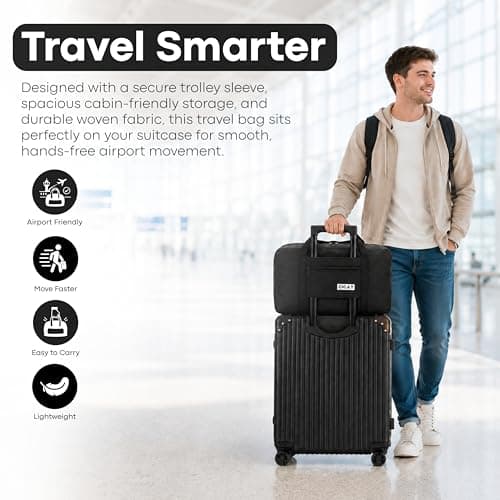 Beach Stone EasyJet Cabin Bag 45x36x20 – 25L Lightweight Duffle Holdall for Travel, Gym & Overnight Use - Airline Approved Underseat Hand Luggage for Men and Women (Black) — view 4