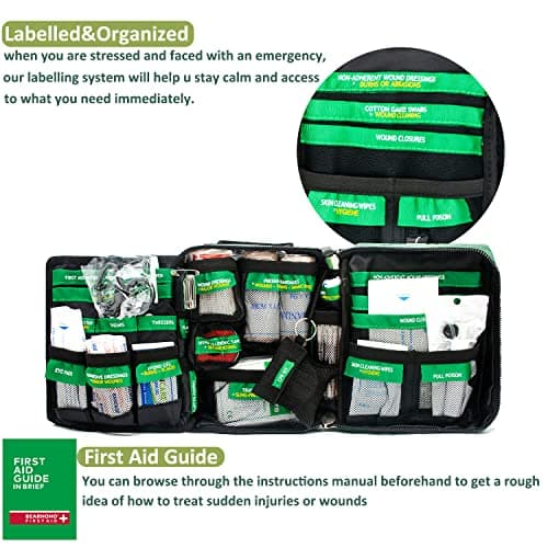BearHoHo Professional Trauma First Aid Kit - Labelled Compartments for Home,Workplace, Outdoor, Car, Boat, Travel Emergencies 165 Piece Emergency Necessities Kits — view 3