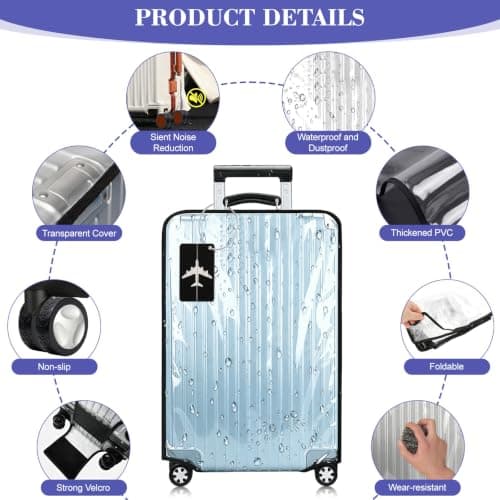 LIUCONGBD 28in Suitcase Cover Clear, Dustproof PVC with Tag and Wheel Cover — view 3