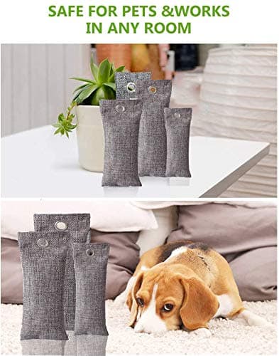 RUN HELIX Bamboo Air Purifying Bags, activated charcoal odour absorber, odour eliminator, shoe deodorizer, Used for Home, Car, Closet, Pet, Fridge, Smoke Room Deodorizer （6x50g） — view 4