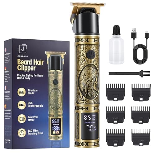 Beard Trimmers for Men,Cordless Hair Clipper&Beard Shaver,Precision Shaving Machine Electric Shaver for Face & Body,Professional Mens Grooming Kit,Titanium Blade with 6 Combs LCD Display Gift for Men