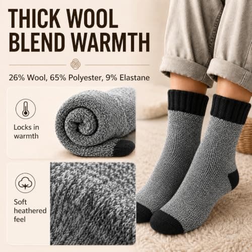 Fjquamitix 5 Pairs Thermal Socks For Men Thick Winter Warmth Wool Socks — view 4