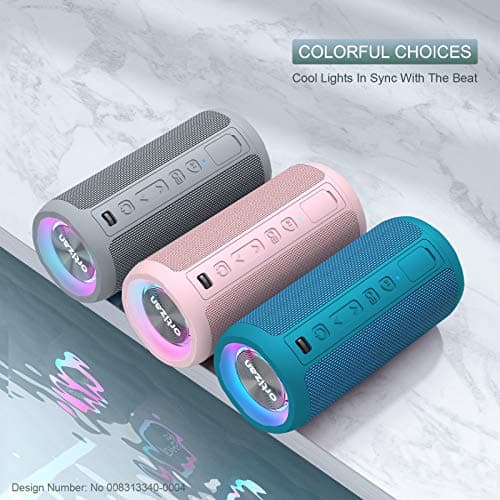 Ortizan Bluetooth Speaker, Portable Wireless Bluetooth Speakers With Led Light, Louder Volume & Enhanced Bass, IPX7 Waterproof, 30H Playtime, Durable Loud Speaker Bluetooth for Travel, Outdoor - Blue — view 2