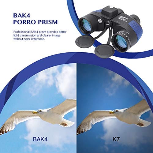 Aomekie Marine Binoculars 7X50 for Adults Waterproof Binoculars with Illuminated Rangefinde Compass for Hunting Boating — view 5