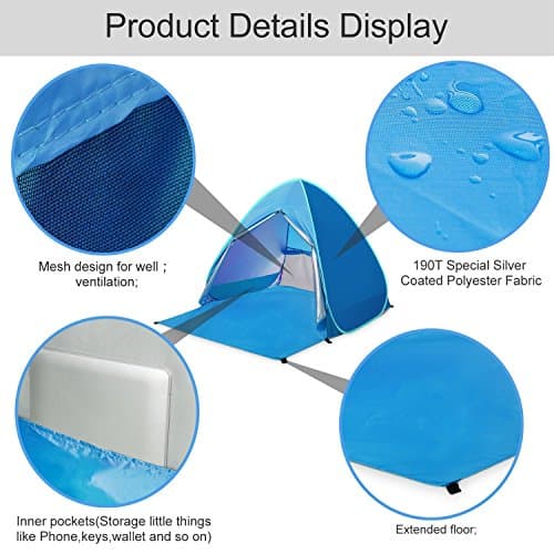 Eplze Automatic Pop Up Beach Tent 2-3 Persons (Sky Blue) — view 5