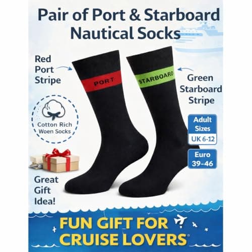 Port and Starboard Socks for Cruise Travel | Nautical Boat Socks Gift for Sailors Men Women | Cruise Accessories and Gifts for People Going on a Cruise — view 4