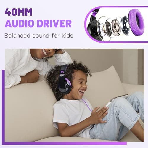 Rockpapa Comfort Foldable Kids Headphones Wired for School/Travel — view 5