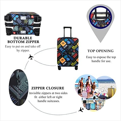 Explore Land Travel Luggage Cover Suitcase Protector Fits 27-30 Inch Luggage (Bon Voyage, L) — view 3