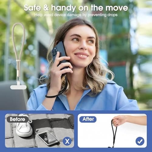Phone Wrist Strap,Anti Theft Phone Chain,Safety Lanyard for Pho/ne,Adjustable Ph/one Strap Wrist,Cellphone Lanyard with Tether Tab,Anti Lost Bracelet Hand Strap for Ph/ones Case Cameras Keys（BEIGE） — view 2