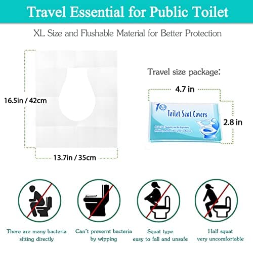 MAIYADUO 60PCS Disposable Toilet Seat Covers, Flushable Toilet Seat Covers for Kids Adults Pregnant Women, Disposable Toilet Seat Cover for Travel, Use in Public Toilets — view 5