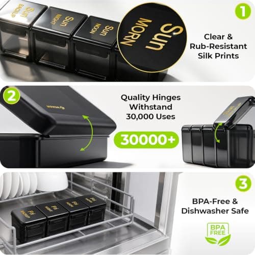 AUVON Weekly Pill Organiser 4 Times a Day, Face-Up Labels for Easy Tracking — view 5