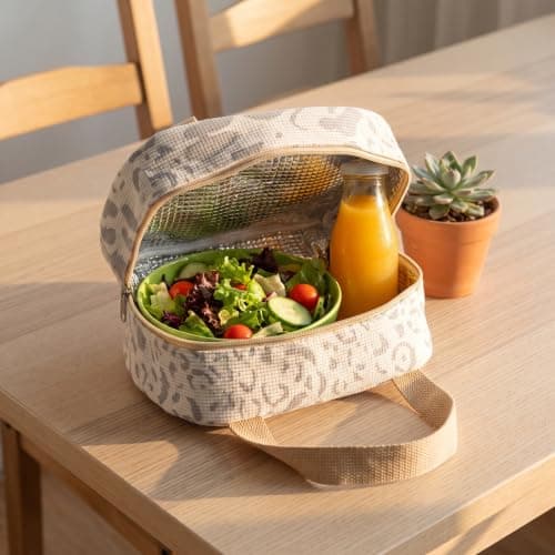 Merzio Insulated Lunch Bag for Women Men, Large Capacity Leakproof Cooler Tote Bag, Reusable Thermal Lunch Box with Multi-Pockets for Work, Office, Picnic, Beach, Travel（Beige） — view 5