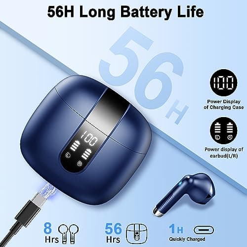 Drsaec Wireless Earbuds, 2026 NEW Wireless Headphones with 4 ENC Mic Blue — view 6