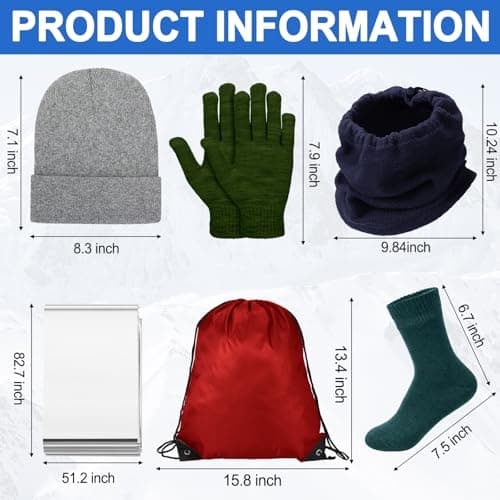 Coume Homeless Care Package Supplies Hygiene Kit Winter Beanie Neck Warmer Gloves Drawstring Bags for Men Women, Classic Color, One Size — view 4