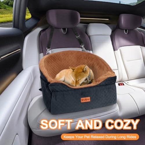 Vivifying Dog Car Seat, Memory Foam Dog Booster Seat for Small（Black&Brown） — view 6