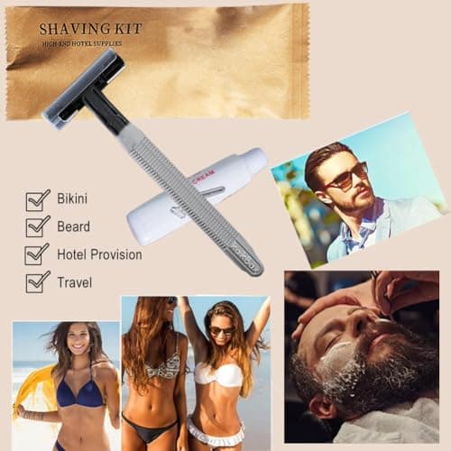 10Pack Luxury Individually Wrapped Hotel Disposable Razors Kit With Shave Cream; Clean and Hygienic; Eco-Friendly Travel Private Body Razor; Portable Shaving Razor Set for Home Hotel Travel — view 5