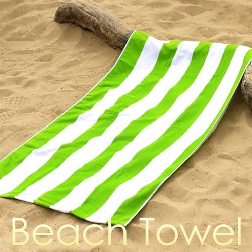 GEEZY Microfibre Beach Towel, Green Striped - Quick Drying, Lightweight, Sand-Free, Large & Durable, Summer Design - Beach Essentials for Travel, Holiday, Swimming, Sauna, Adults & Kids, 70x140cm — view 2