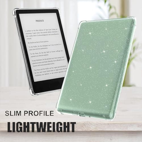 VOVIPO Clear Case Glitter for Kindle 6" 11th Generation-2024/2022 Release, Ultra Soft Flexible Transparent TPU Skin Bumper Back Cover Light Shell Reinforced Corners for Kindle 6 inch,Clear Glitter — view 3