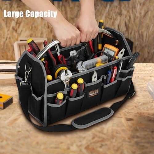 TMZDCJK Electrician Tool Bag Open Toolkit, Multi Pocket Organizer — view 5