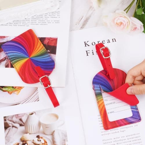 flintronic Travel Luggage Tags, 2PCS Baggage Labels, Suitcase ID Tags, Handbag Tag Labels, Luggage Suitcases Tags for Preventing Loss of Bags and Suitcases-Rainbow — view 6