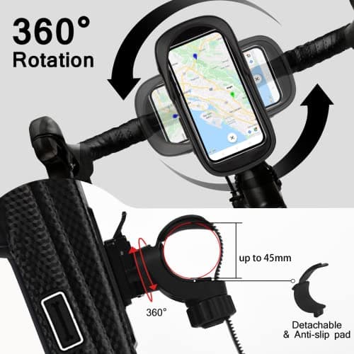 Vitalismo Bike Phone Holder Waterproof, Handlebar Bag, Bicycle Phone Mount — view 4
