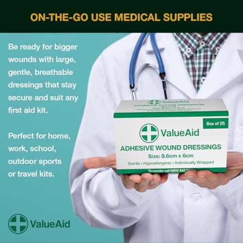 Value Aid Adhesive Wound Dressings - 8.6cm x 6cm - Box of 25 — view 5