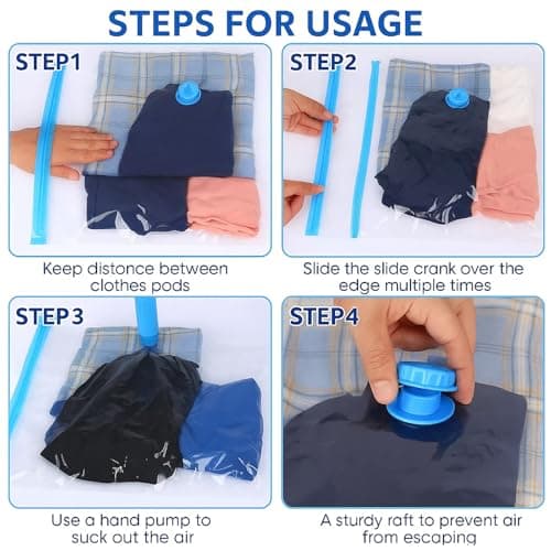 6Pack Vacuum Storage Bags for Clothes, Reusable, 40x60cm Travel Essentials Sealer Compression Bags, Space Saver Vacuum Cubes Packing Bags, for Storage Coats Clothes Towels Bedding Duvet Blanket — view 4