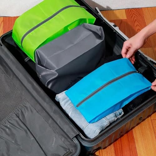 CJWLKJ 6Pcs Multi-Size Travel Shoe Bags Portable Travel Gifts Shoe Organizer with Zipper Closure, Waterproof Nylon Shoe Storage Organizer with Handle Travel Bags for Men and Women, Blue — view 4