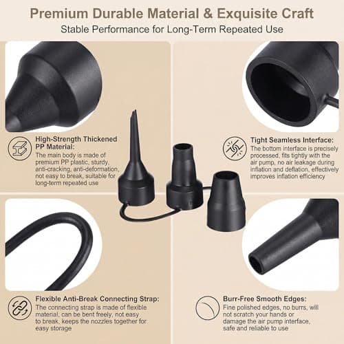 3 IN 1 Air Pump Nozzle Adapter, Universal Inflator Nozzle Replacement Set, Anti-Loss Air Pump Accessories for Inflatable Mattress Pool Boat Kayak Camping — view 3