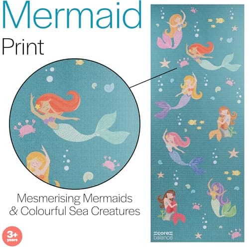 Core Balance Kids Yoga Mat, 152cm x 60cm, Mermaid Pattern — view 3
