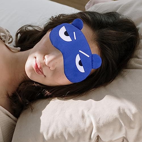 TSHAOUN 5 Pieces Cute Sleep Eye Mask, Cartoon Sleeping Eye Masks Sleep Blindfold for Women Men, Blackout Eye Mask with Adjustable Strap, Eye-Cover Blindfold for Night,Travel,Nap (5 Colors) — view 3