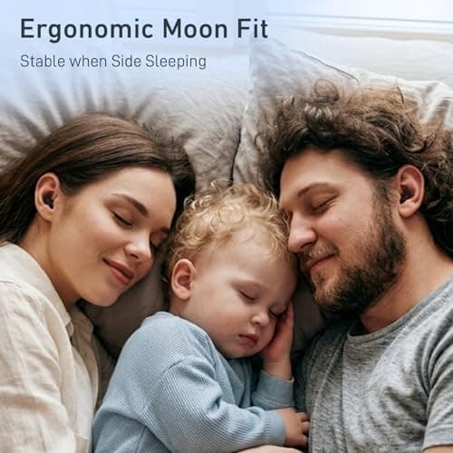 Relaxcharm Sleep Ear Plugs for Sleeping, Moon-Shape Design 40dB Noise Reduction Earplugs for Side Sleepers,Light Sleep,Snoring & Background Noise, Reusable Silicone with XS/S/M/L Tips & Case Jet Black — view 4