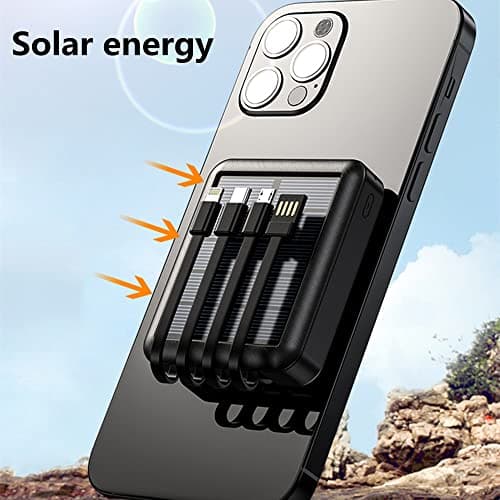 Lightweight Solar Power Bank 20000mah, High Capacity Solar Charger with 4 Inputs & 2 Usb Output, Waterproof Led Indicator Solar Power Bank for Iphone Tablets Outdoor Solar Charger Power Bank (White) — view 5