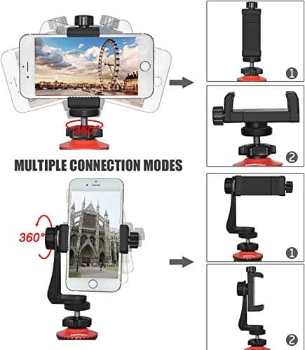 Phone Tripod Mount Holder, Universal Smartphone Clamp Adapter — view 3