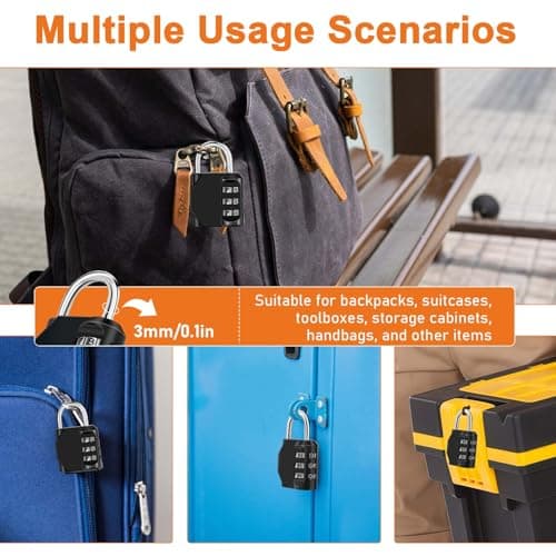 NAGE Combination Padlock, Locker Padlocks with 3 Digit Lock (2p, Black) — view 6