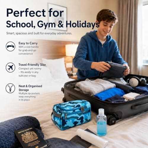 Boys Wash Bag with Camouflage Design Waterproof Travel Toiletry Hanging — view 2