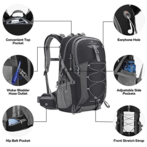Maelstrom 40L Hiking Backpack, Lightweight Camping Daypack with Rain Cover — view 3