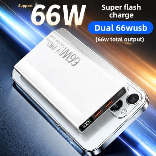 10000mah Power Bank with 66W PD Fast Charging, 10000mah Portable Charger USB C & USB Fast Charging Outdoor with 4 Output/Input Ports LCD Display Portable Charger for iPhone, for Samsung, Laptop & More — view 4