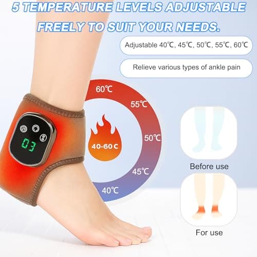 Cordless Ankle Massager for Pain - 3 in 1 Foot Massager with Heat, Electric Foot Massagers for Relaxation, Wireless Foot Massagers with 3 Vibration and 5 Heat Levels, Heater Relief for Plantar(1pcs) — view 5