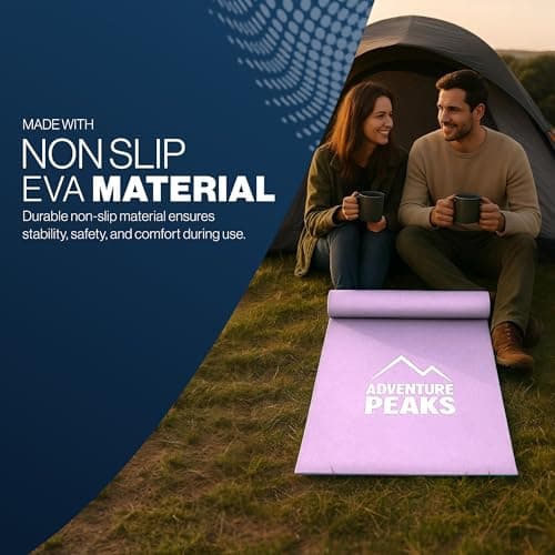 ADVENTURE PEAKS Camping Mat Waterproof EVA Mats Yoga Exercise Mat Extra Thick 0.6 CM Lightweight Foam Camping Mats with Elastic Straps Ideal for Exercise, Camping & Travelling (Pink) — view 4